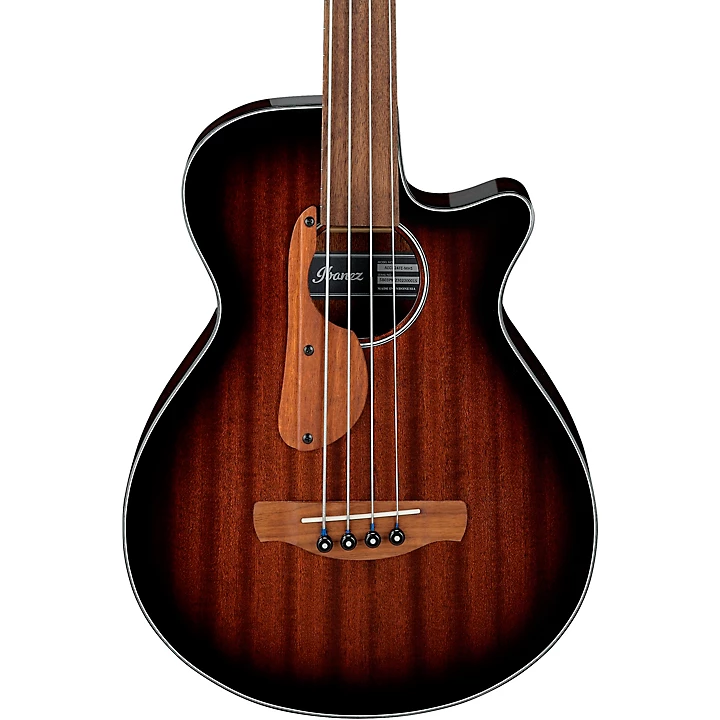 AEGB24FE Fretless Auditorium Acoustic Electric Bass Guitar Mahogany Sunburst