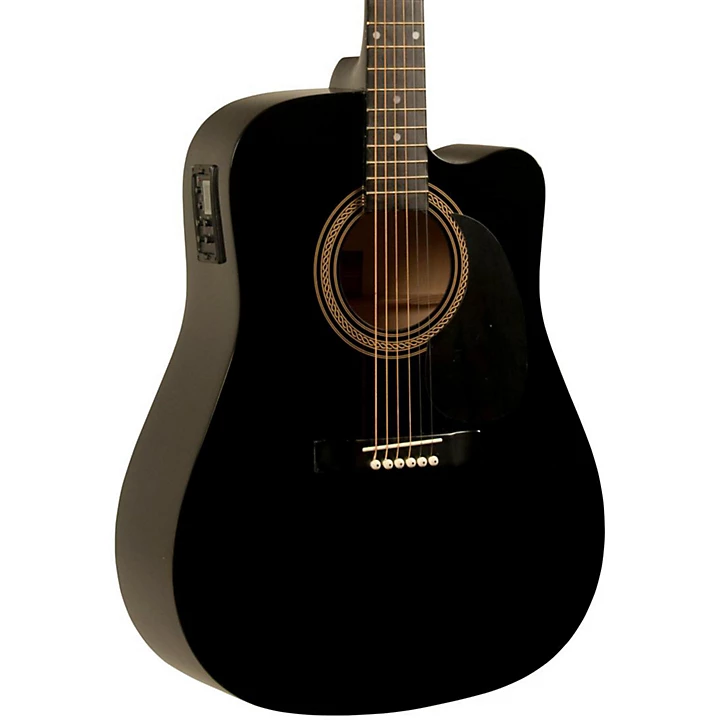 Rogue RA 090 Dreadnought Cutaway Acoustic Electric Guitar Black