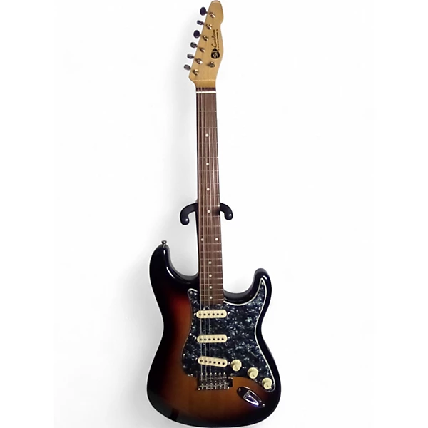 Vintage 1980s S&T Custom Double Cut 3 Color Sunburst Solid Body Electric Guitar