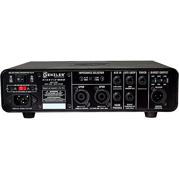 Genzler Amplification Kinetix 800 800W Bass Amp Head Level 1 Black M12410004001000.gc