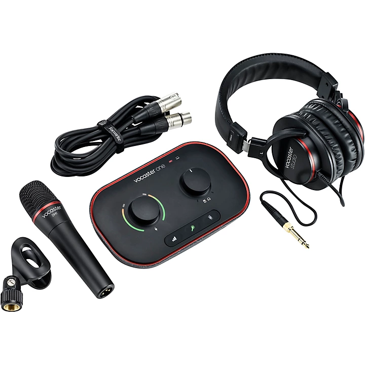 Focusrite Vocaster One Studio Essential Podcasting Bundle for Content Creation Level 1 L94722004000000.gc