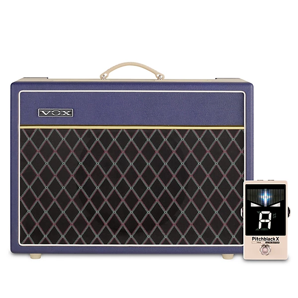 VOX VOX AC15 Custom 15W 1x12 Limited Edition Tube Guitar Combo Amp w/ KORG Pitchblack X Pedal Tuner Blue/Cream