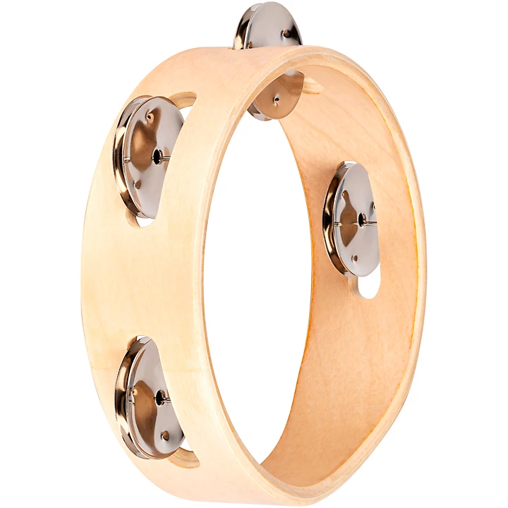 Nino Single Row Wood Tambourine, Natural 6 in.