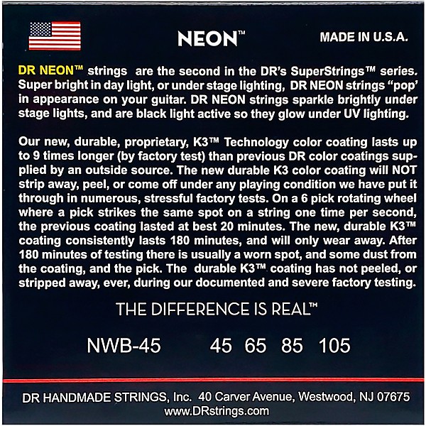 Hi Def NEON White Coated Medium 4 String Bass Strings