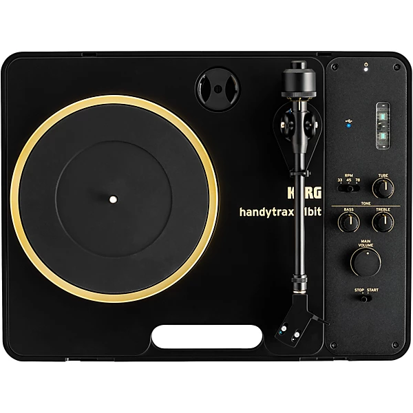 handytraxx 1bit High Resolution Portable Record Player with NuTube Black Gold