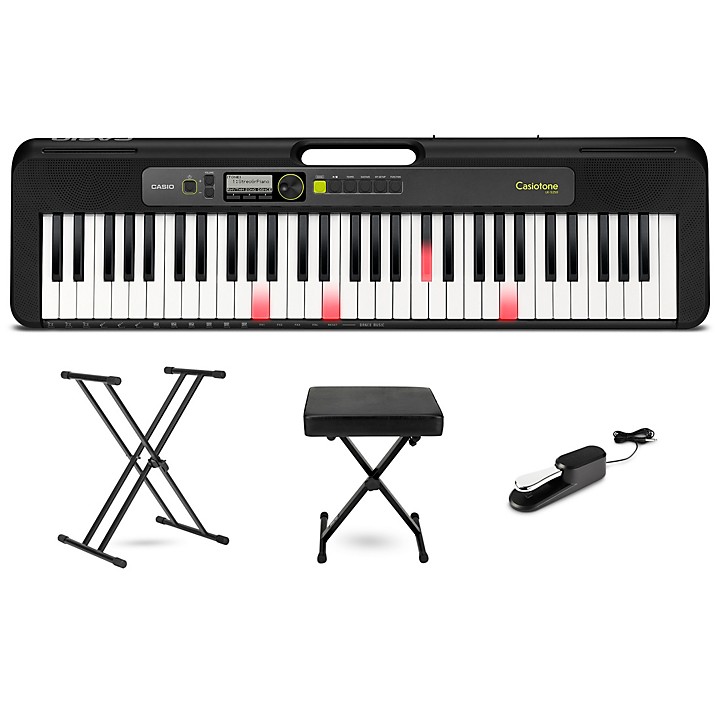 Casiotone LK S250 Lighted 61 Key Digital Keyboard Essentials Bundle Black