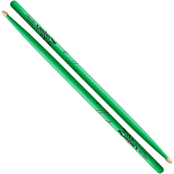 Acorn Tip Neon Green Drumsticks 5A Wood Tip