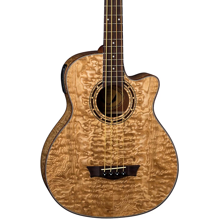 Exotica Quilted Ash Acoustic Electric Bass Guitar Gloss Natural
