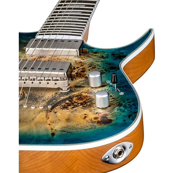 Dean Exile Select Burled Poplar 7 String Electric Guitar Satin Turquoise Burst