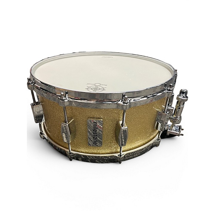 Milestone By Ron Dunnett Used Milestone By Ron Dunnett 65X14 Fiberglass Snare Gold Sparkle Drum.gc