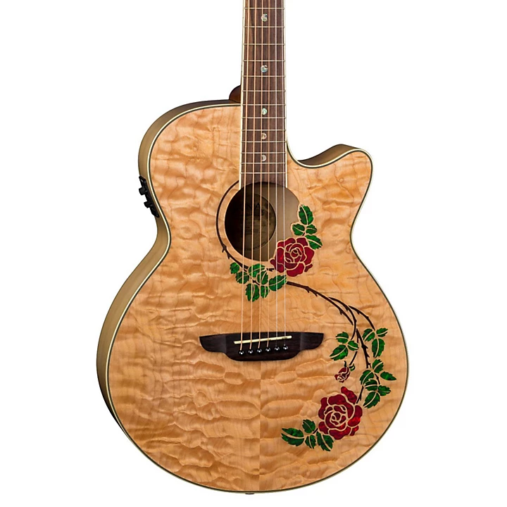 Luna Flora Rose Acoustic Electric Guitar Gloss Natural