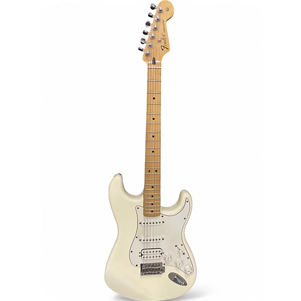 Used 2000s Fender MEXICAN STRAT Olympic White Solid Body Electric Guitar