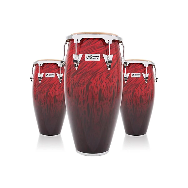 Performer Series 3 Piece Conga Set with Chrome Hardware Red Fade