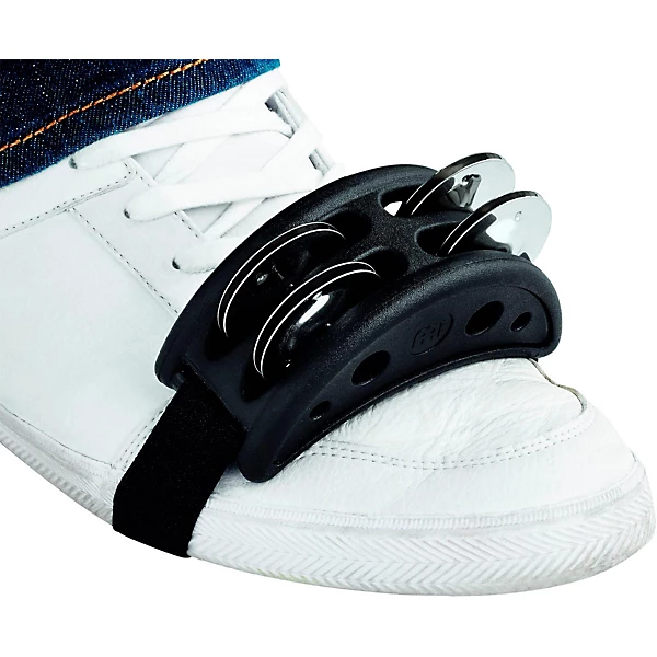 Compact Foot Tambourine with Steel Jingles Black