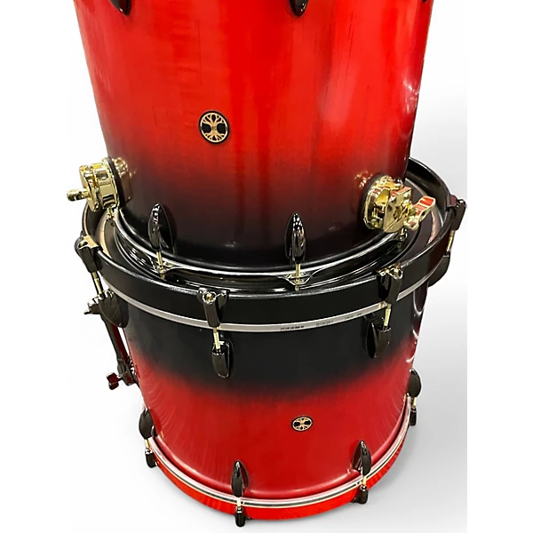 Philly Drum Co Used 2022 Philly Drum Co 6 Piece Custom Stave Maple Kit Red to Black Fade Drum Kit.gc