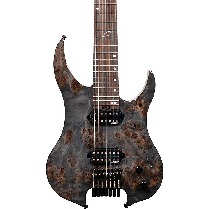 Ghost 7 string Super Shred Series Electric Guitar Black Burl