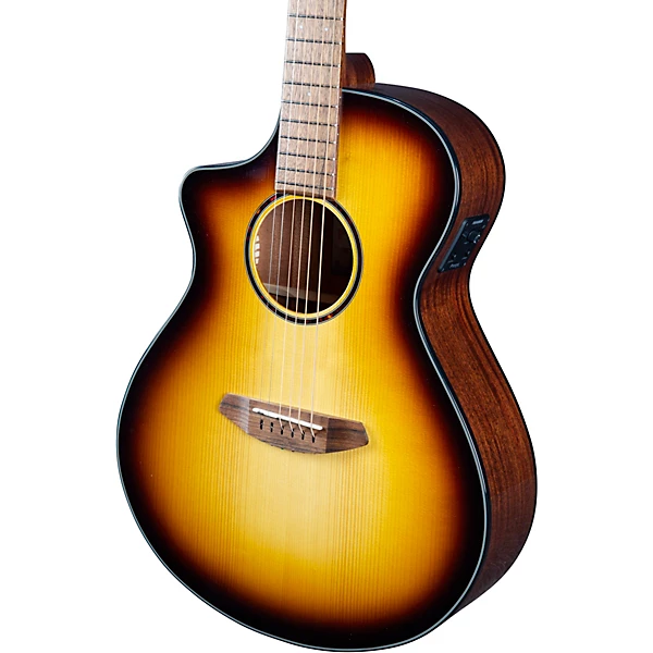 Discovery Spruce Mahogany Left Handed Concert Acoustic Electric Guitar Edge Burst