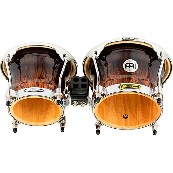 Free Ride Series High Gloss Wood Bongos Brown Burl 7 in and 8 1 2 in