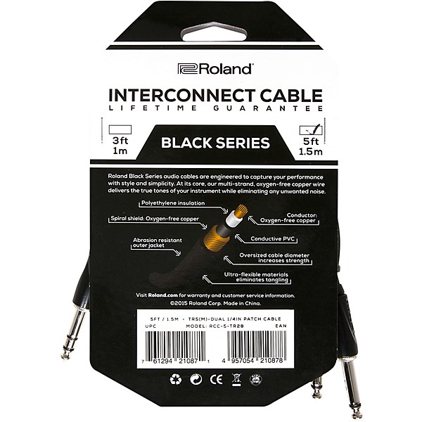 Black Series 1 4 TRSMale Dual 1 4 Interconnect Cable 5 ft Black