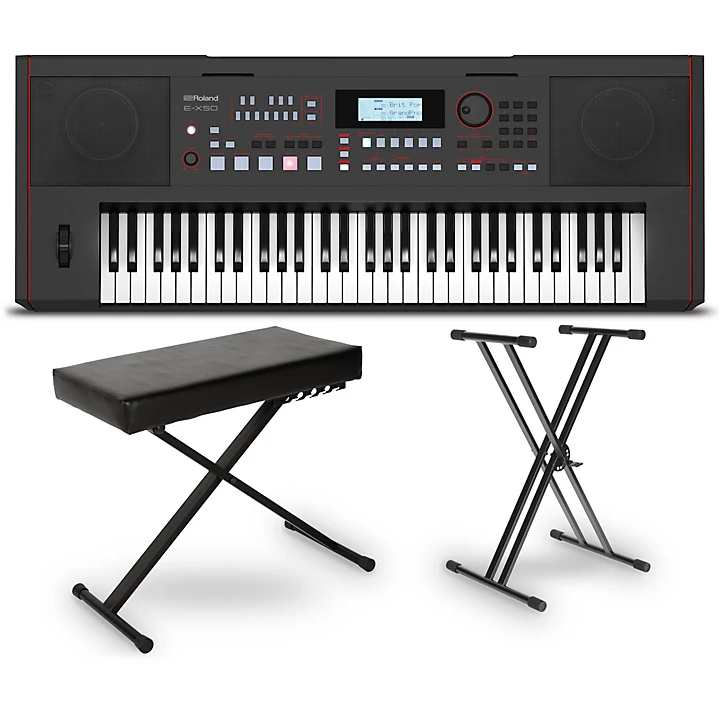 E X50 Arranger Keyboard Essentials Bundle Black