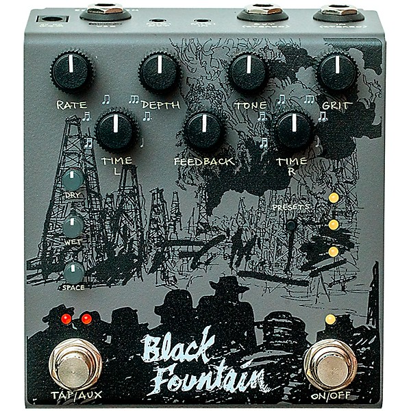 Black Fountain Stereo Delay Effects Pedal Slate