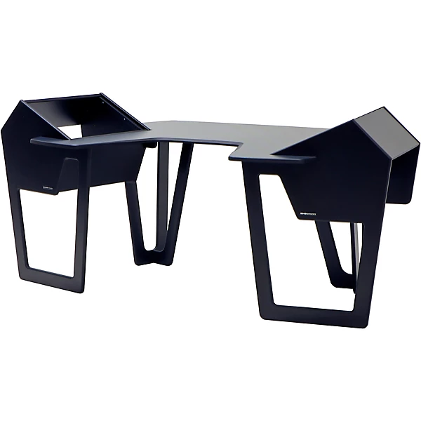 AIRE Producer Workstation with 8ru Racks on Left Right Hautelink Desktop Black Legs