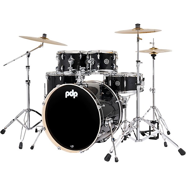 Mainstage 5 Piece Complete Drum Set With 22 Bass Drum and Paiste Cymbals Black Sparkle