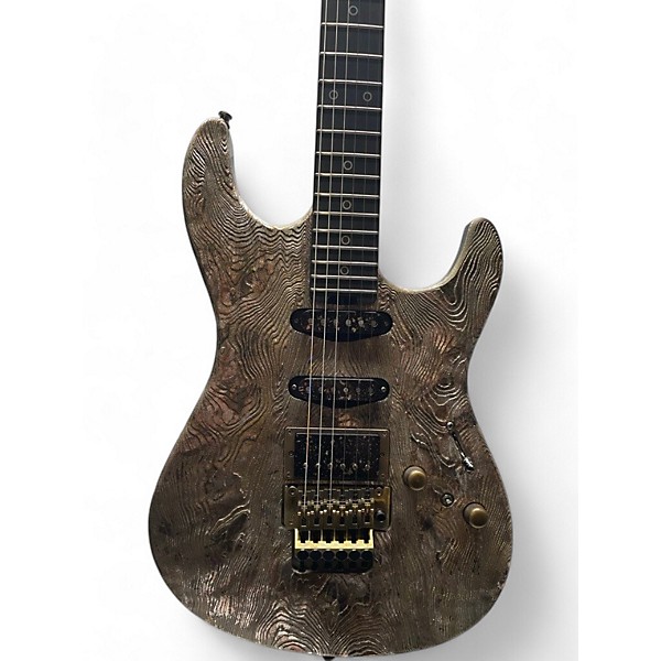 Used 2017 ESP Exhibition Limited Edition Snapper Blast Maziora Gold Leaf Solid Body Electric Guitar