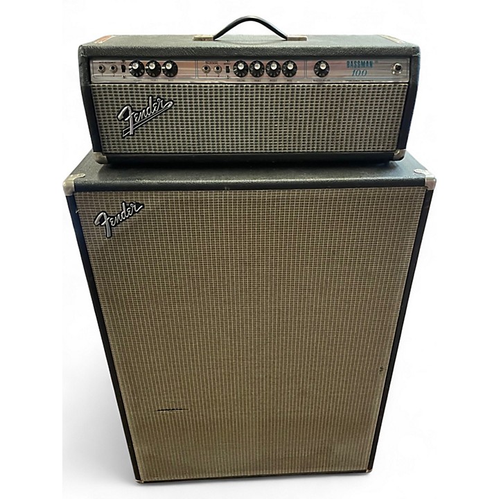 Vintage 1972 Fender Bassman 100 + Cab Silver Panel Tube Bass Amp Head