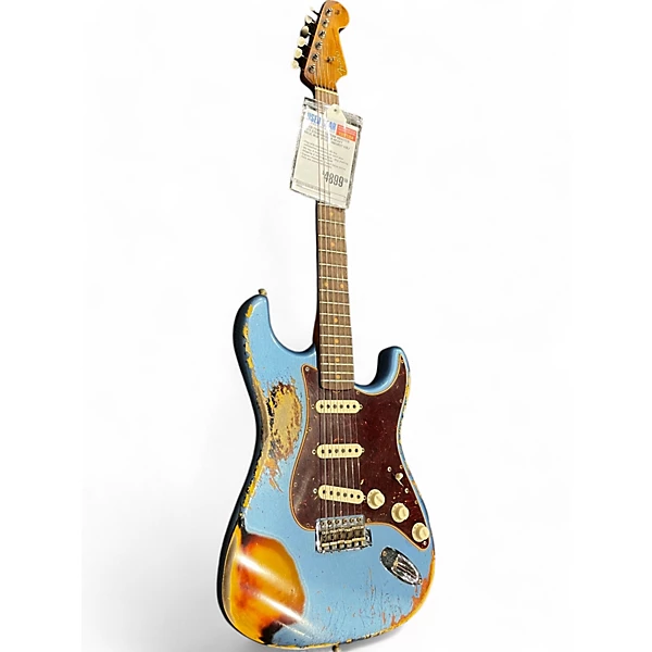 Fender Used Fender Custom Roasted 60s Stratocaster Heavy Relic blue over sunburst Solid Body Electric Guitar.gc