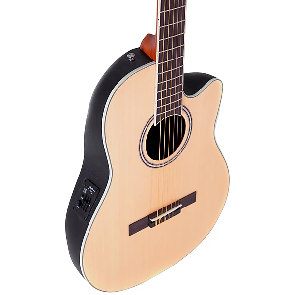 Applause AB24CS 4S Traditional Series Mid Depth Spruce Nylon String Classical Acoustic Electric Guitar Natural