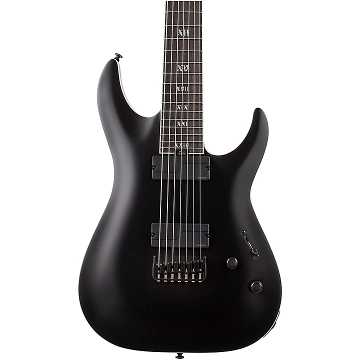 Schecter Guitar Research C 7 SLS Elite Evil Twin 7 String Electric Guitar Satin Black
