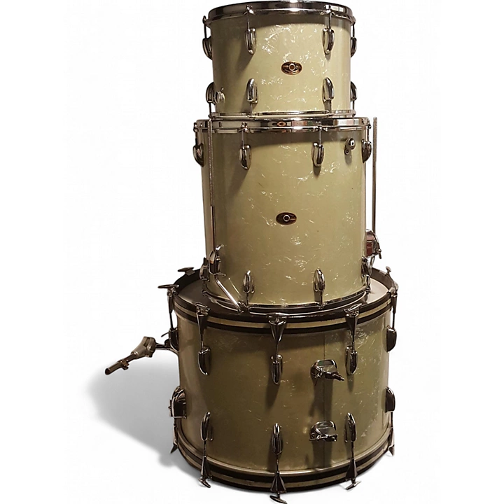 Vintage 1966 Slingerland 3 piece Gene Krupa Deluxe WHITE MARINE PEARL Drum Kit