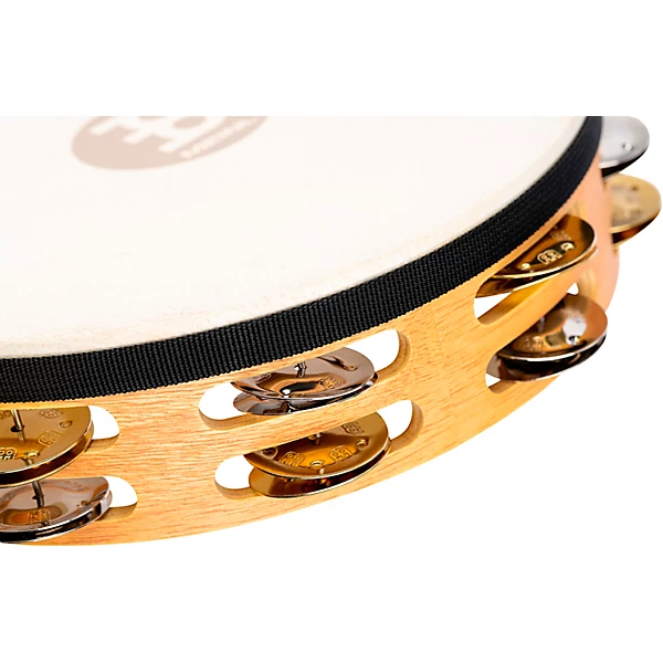 Recording Combo Goat Skin Wood Tambourine Two Rows Dual Alloy Jingles Super Natural