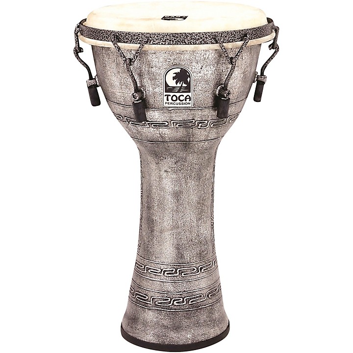 Toca Freestyle Antique Finish Djembe 10 in. Silver