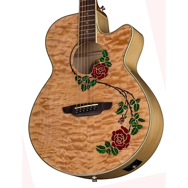Luna Flora Rose Acoustic Electric Guitar Gloss Natural