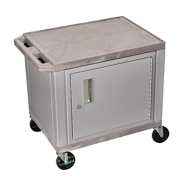 Adjustable Height Tuffy Cart with Lockable Cabinet Gray and Nickel Small Large