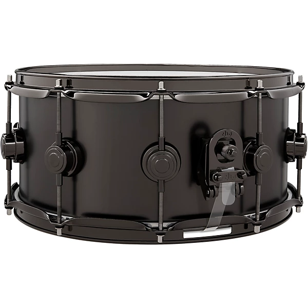 Collectors Series Satin Black Over Brass Snare Drum With Satin Chrome Hardware