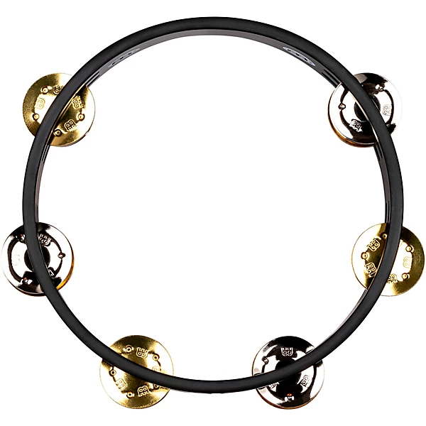 Compact Wood Tambourine Two Rows Dual Alloy Jingles Black