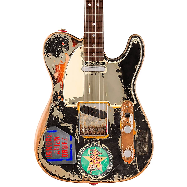 Joe Strummer Telecaster Limited Edition Electric Guitar Master Built By Paul Waller Aged Black over 3 Color Sunburst