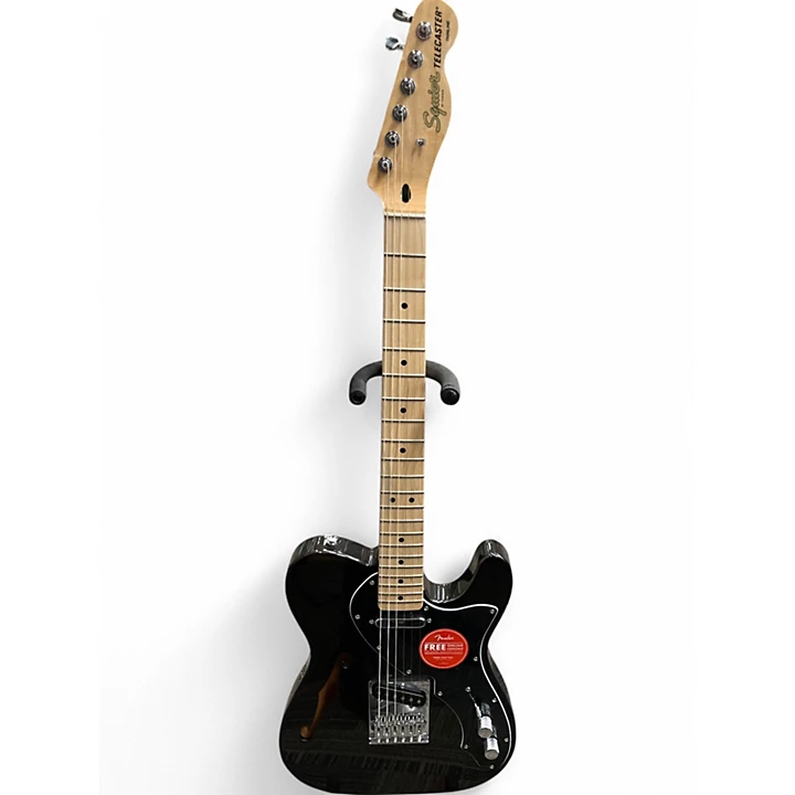 Used Squier Limited Edition Affinity Series Telecaster Thinline Metallic Black Hollow Body Electric Guitar