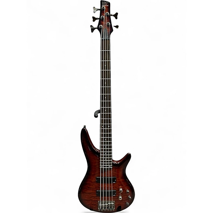 Used Ibanez SR405 5 String Brown Sunburst Electric Bass Guitar