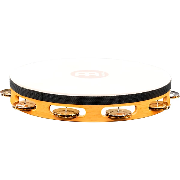 Recording Combo Goat Skin Wood Tambourine One Row Dual Alloy Jingles Super Natural