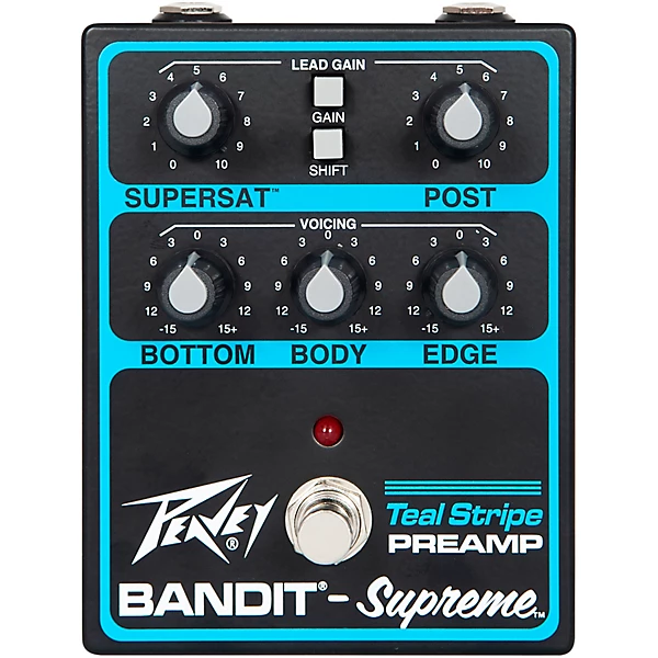 Peavey Bandit Supreme Teal Stripe Preamp Pedal Black and Teal