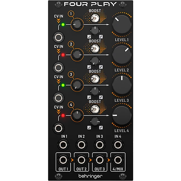 Four Play Quad VCA and Mixer Eurorack Module