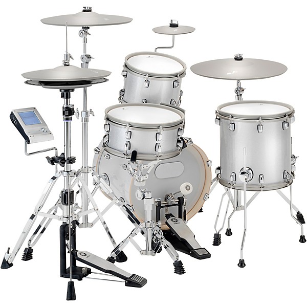 5 Acoustic Designed Electronic Drum Set White Sparkle