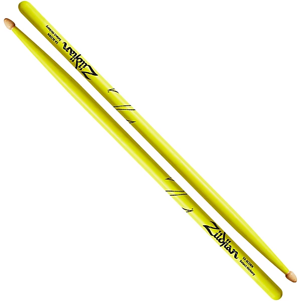 Acorn Tip Neon Yellow Drumsticks 5A Wood Tip