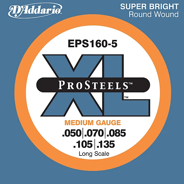 EPS160 5 Pro Steels Medium Gauge Long Scale 5 String Bass Strings