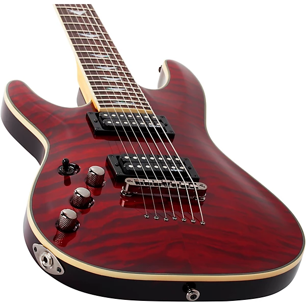 Schecter Guitar Research Omen Extreme 7 Left Handed Electric Guitar Black Cherry