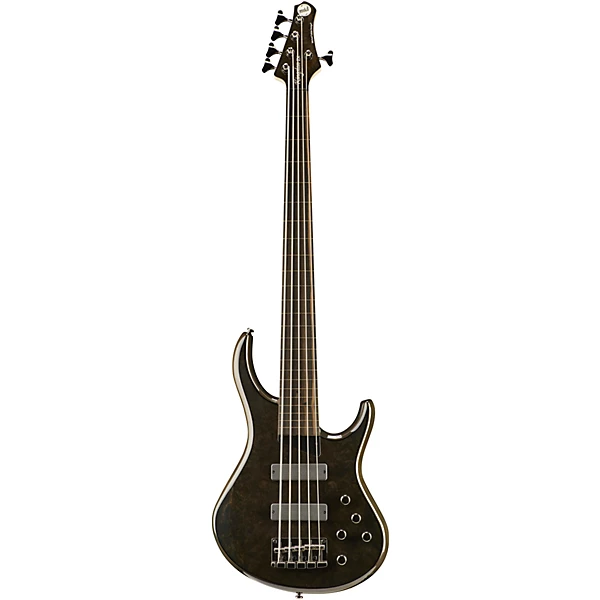 MTD Kingston ZX 5 String Fretless Electric Bass Guitar Transparent Black Ebonol Fretboard